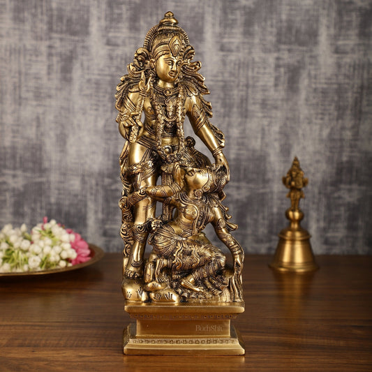 Pure Brass Kamadev and Rati Idol | 13 Inch Height | Vintage Brass Finish - Sama Homes Idol - Brass Sculpture