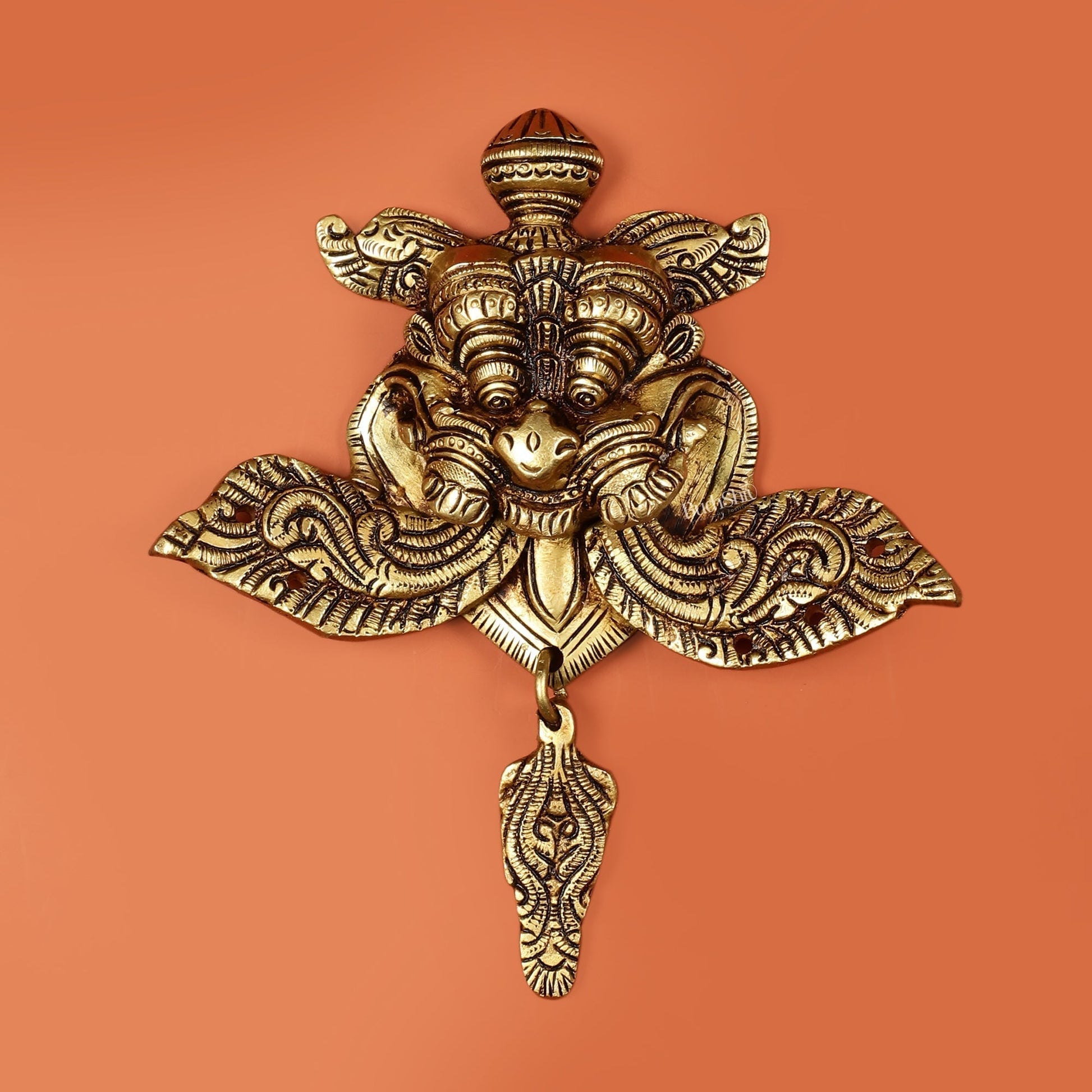 Pure Brass Kirtimukha Yali Wall Hanging - 6" Height, 8" Width - Sama Homes Idol - Brass Sculpture - Eco-friendly - Sama Homes