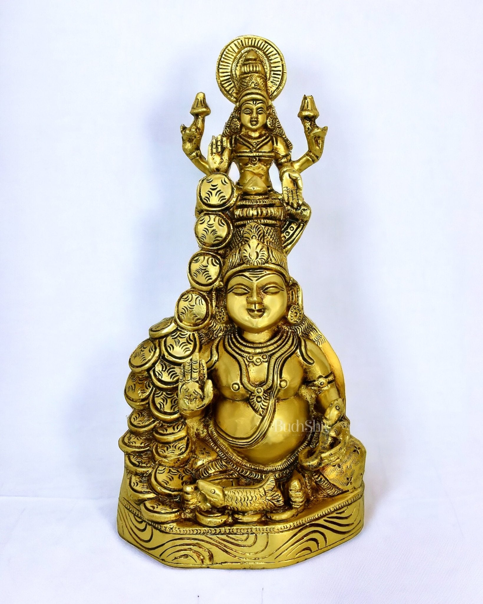 Pure Brass Kubera Lakshmi Idol - 10.5" | Vastu Special - Sama Homes Idol - Brass Sculpture - Eco-friendly - Sama Homes