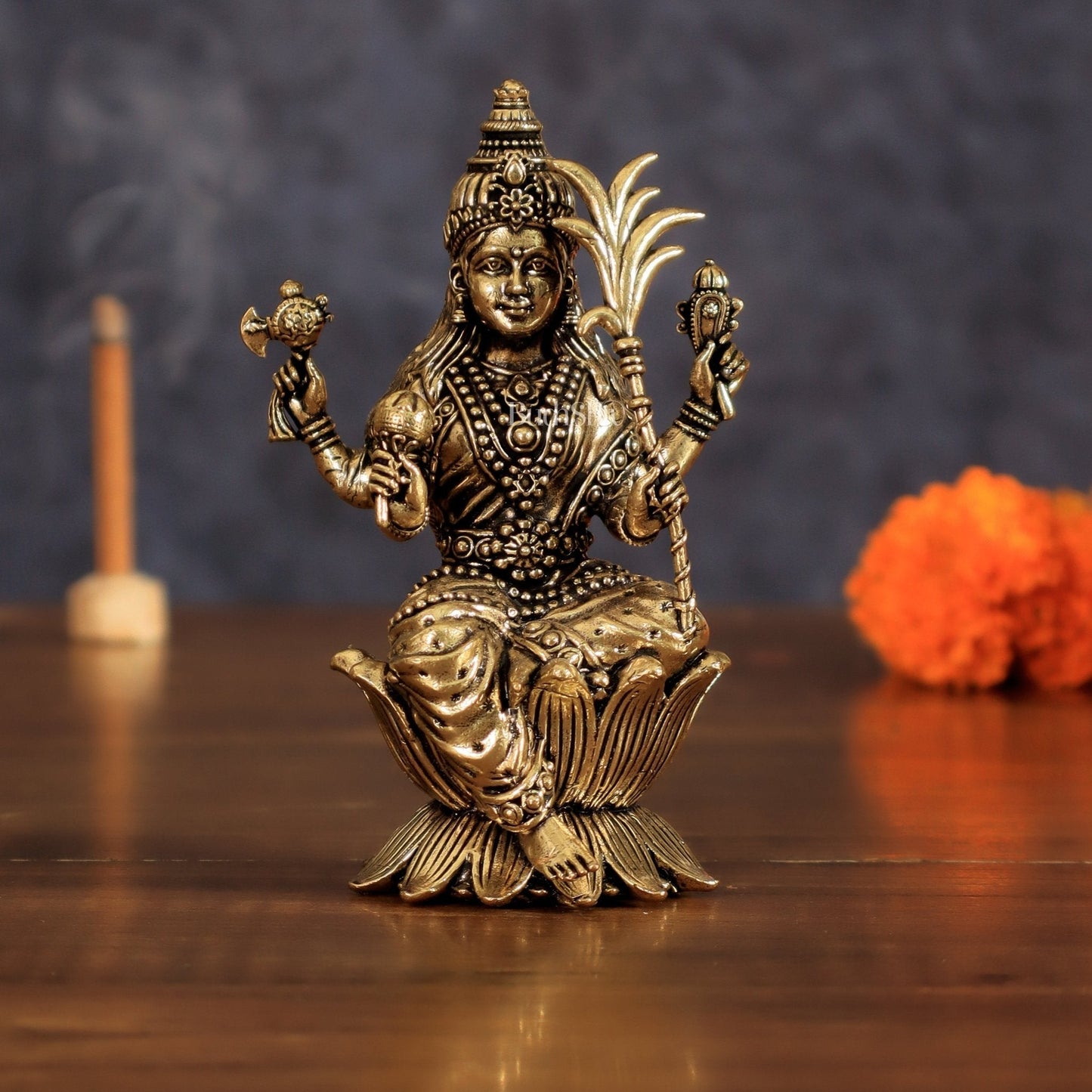 Pure Brass Lalita Devi Rajarajeshwari Idol - 4 Inch Intricate - Sama Homes Idol - Brass Sculpture