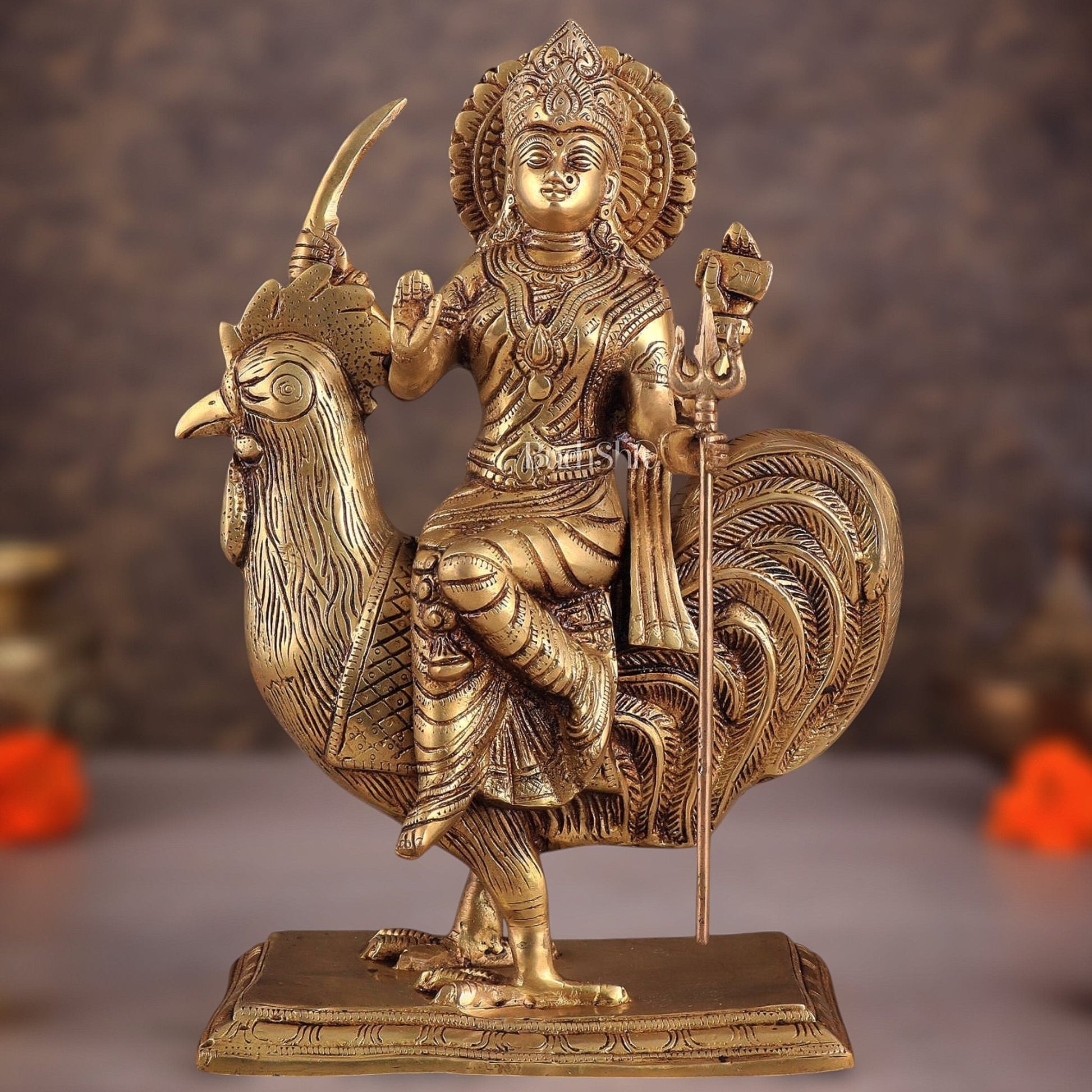 Pure Brass Large Bahuchar Mata Goddess Statue 13" - Sama Homes Idol - Brass Sculpture - Eco-friendly - Sama Homes