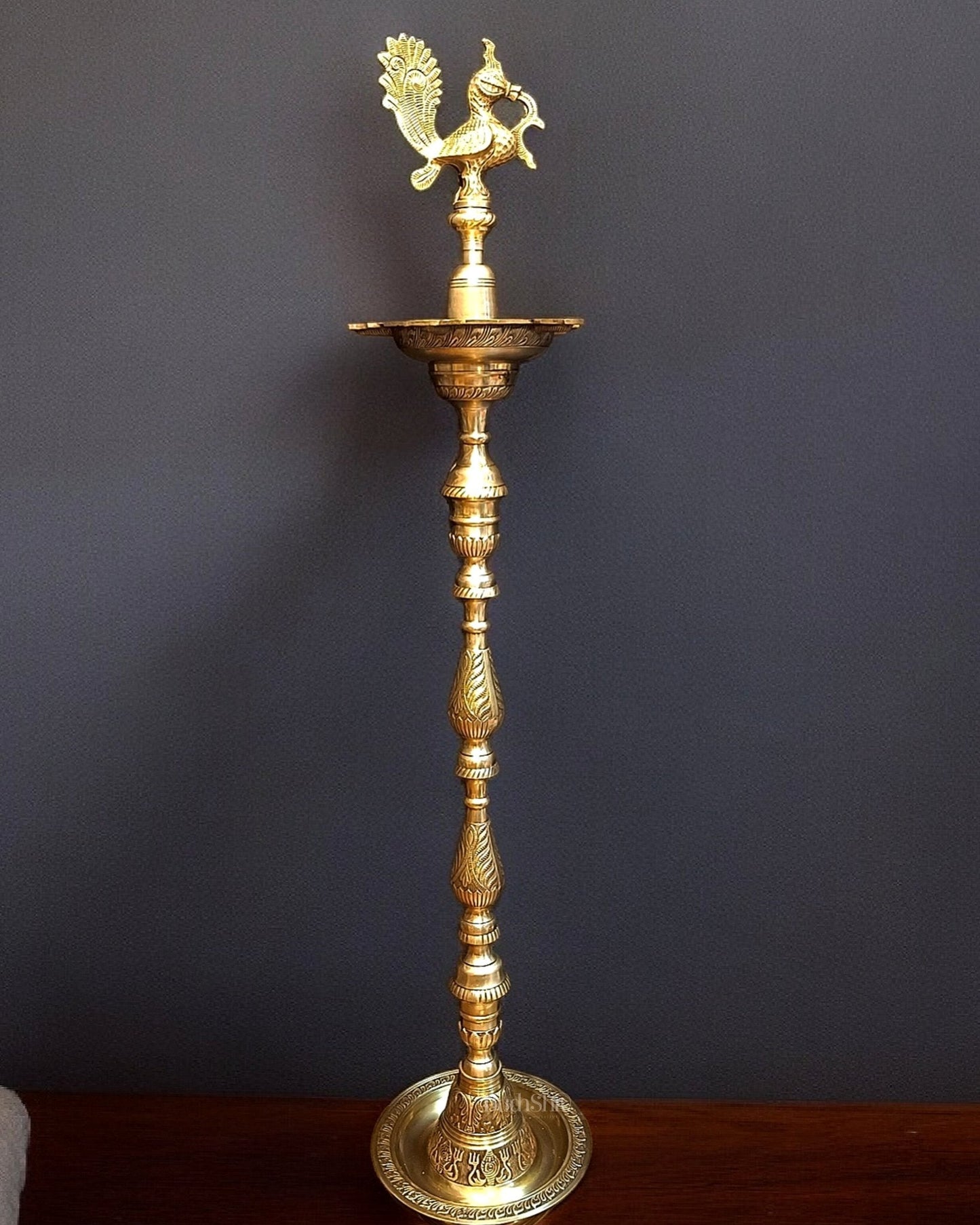 Pure Brass Large Inauguration Peacock Samai Oil Lamp - 68 Inch/ 5.5 feet – Sama Homes