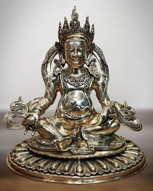 Pure Brass Large Lord Kubera Statue – The God of Wealth & Prosperity 20 inch - Sama Homes Idol - Brass Sculpture