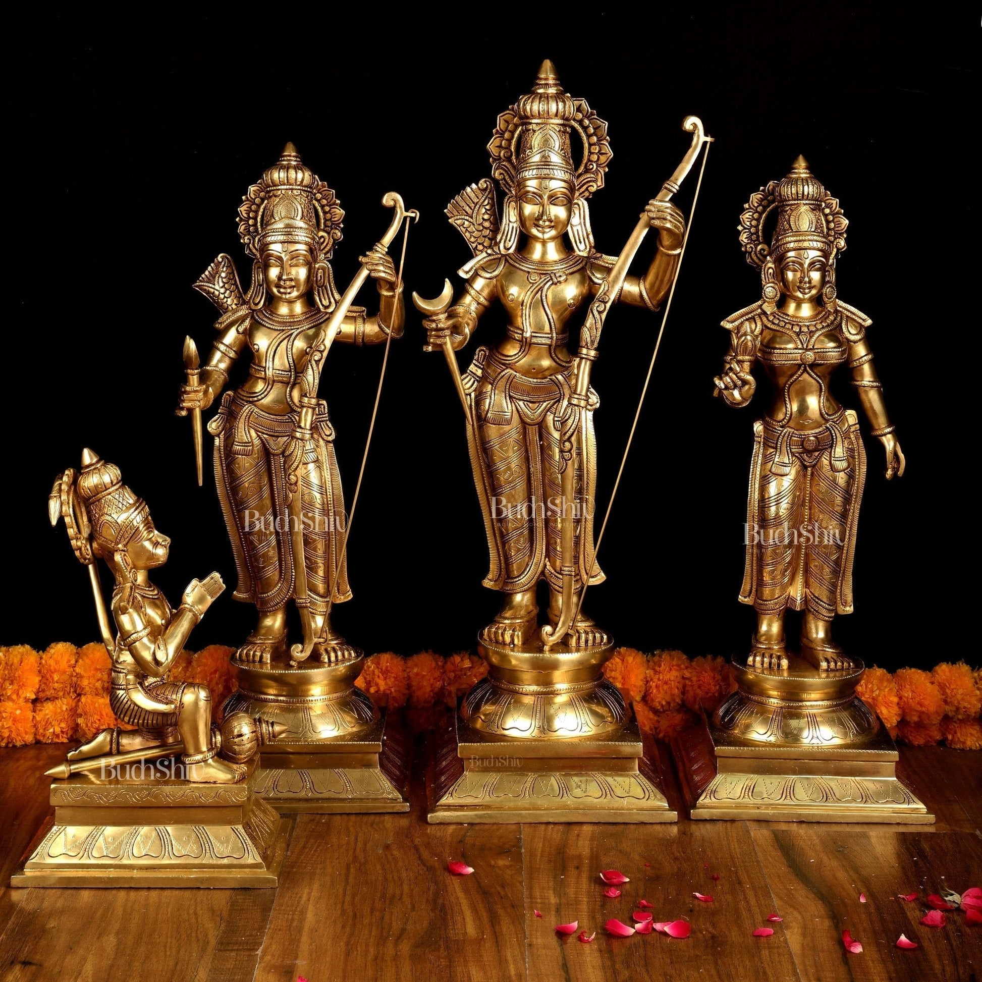 Pure Brass Large Ram Darbar Set | Superfine Quality | 27 Inch | - Sama Homes Idol - Brass Sculpture - Eco-friendly - Sama Homes