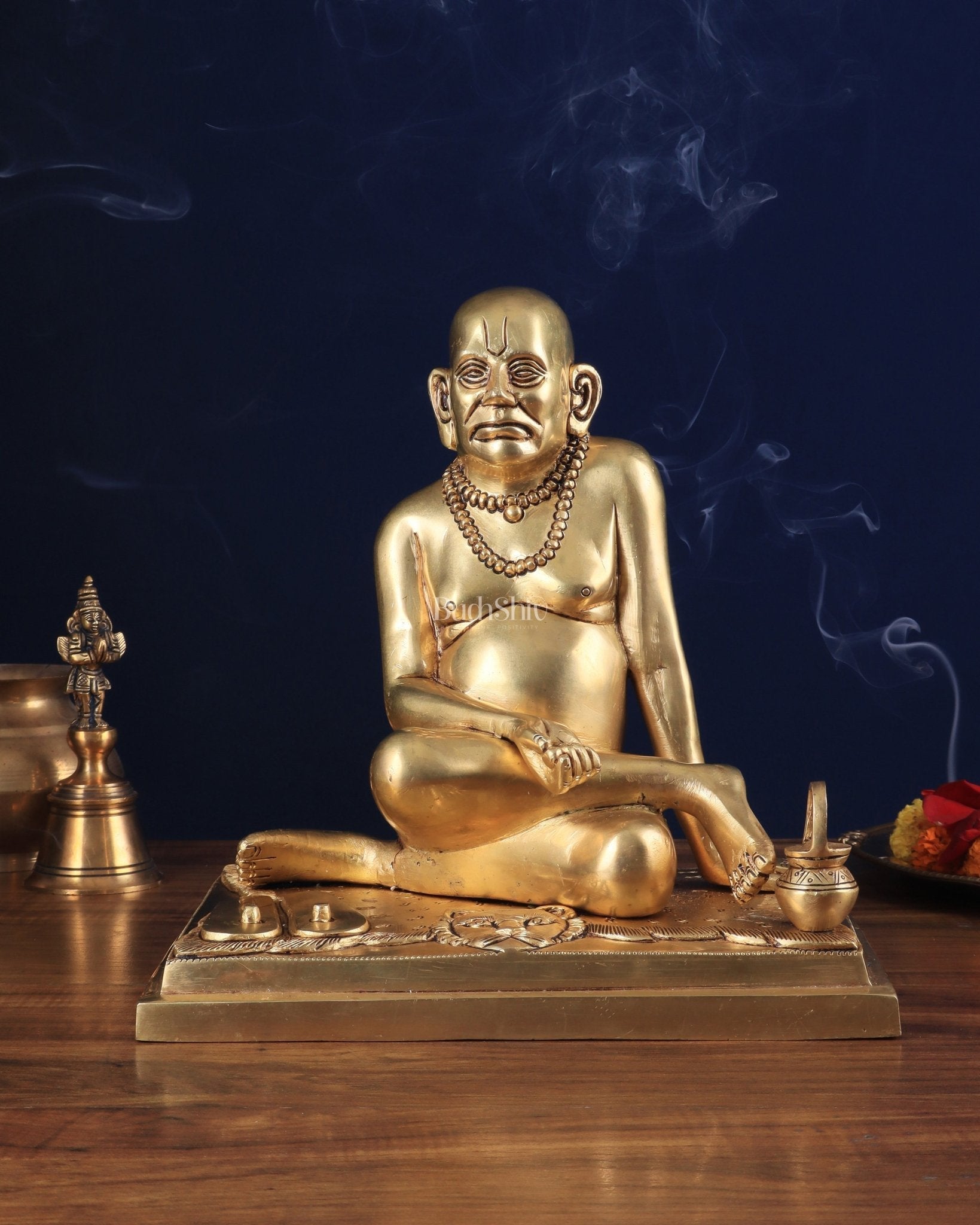 Pure Brass Large Swamy Samarth Guru Statue 12" - Sama Homes Idol - Brass Sculpture - Eco-friendly - Sama Homes