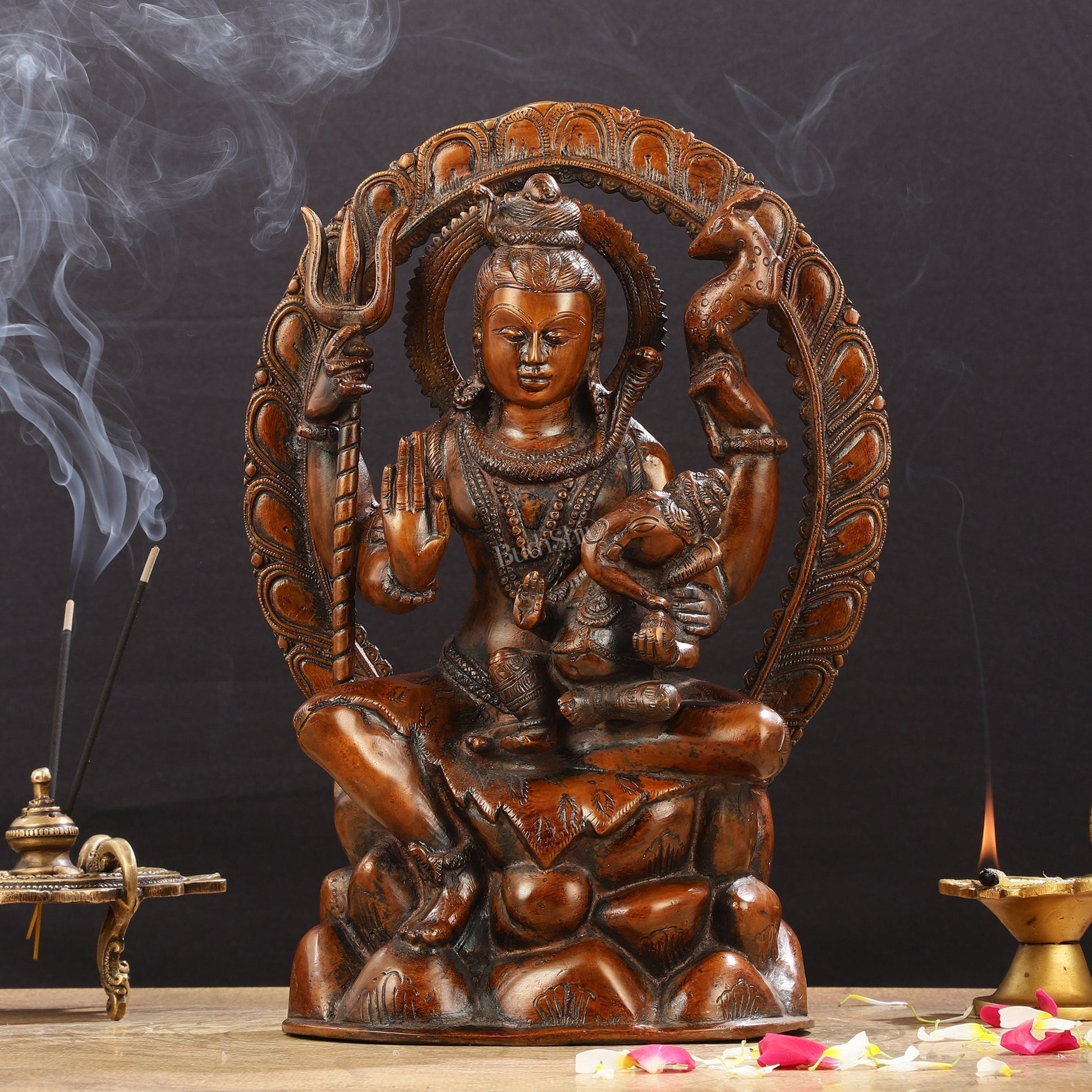 Pure Brass Lord Ganesha Seated on Lord Shiva's Lap Statue - 12-Inch - Sama Homes Idol - Brass Sculpture - Eco-friendly - Sama Homes