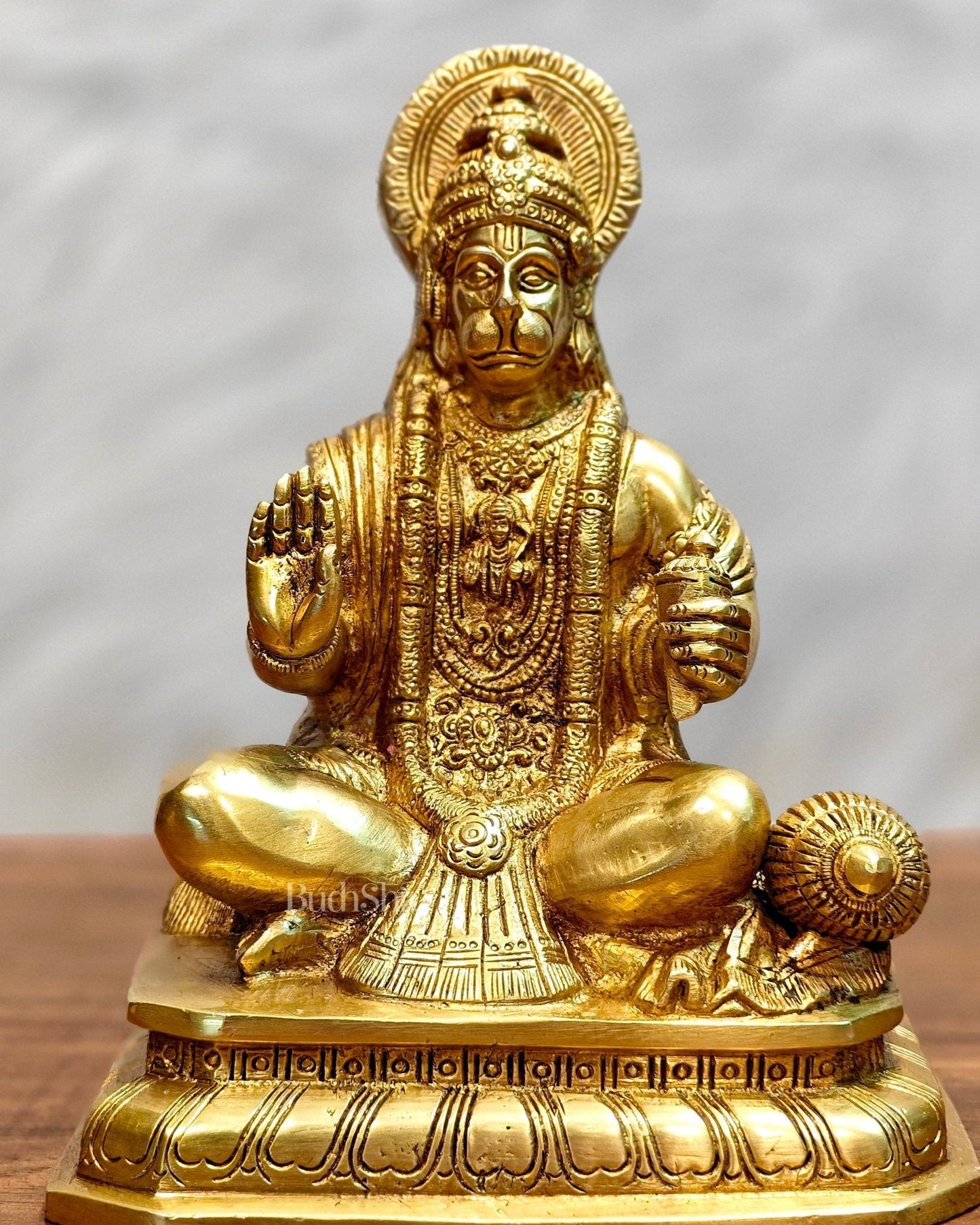 Pure Brass Lord Hanuman Statue - 8.5 inch - Sama Homes Idol - Brass Sculpture
