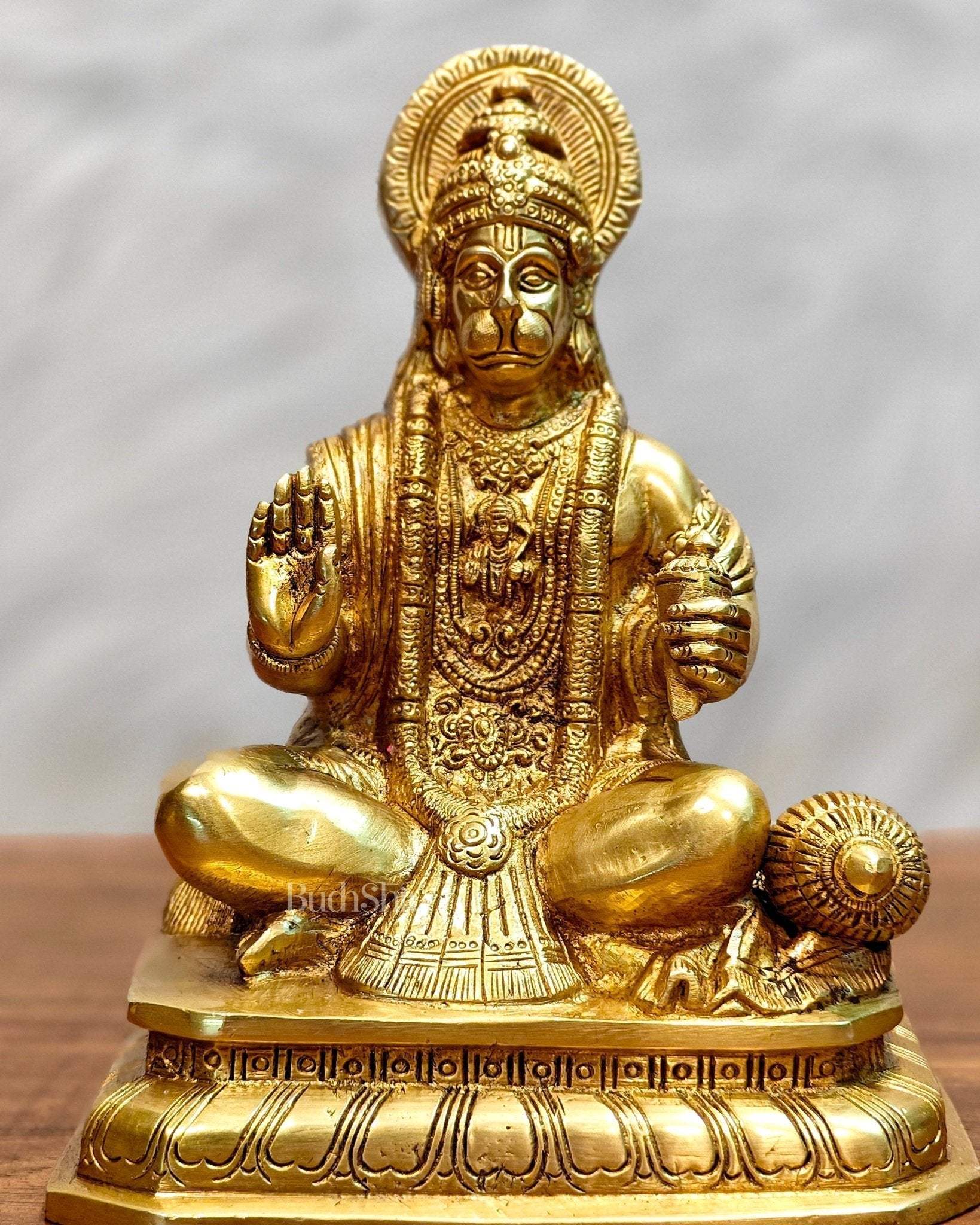 Pure Brass Lord Hanuman Statue - 8.5 inch - Sama Homes Idol - Brass Sculpture - Eco-friendly - Sama Homes