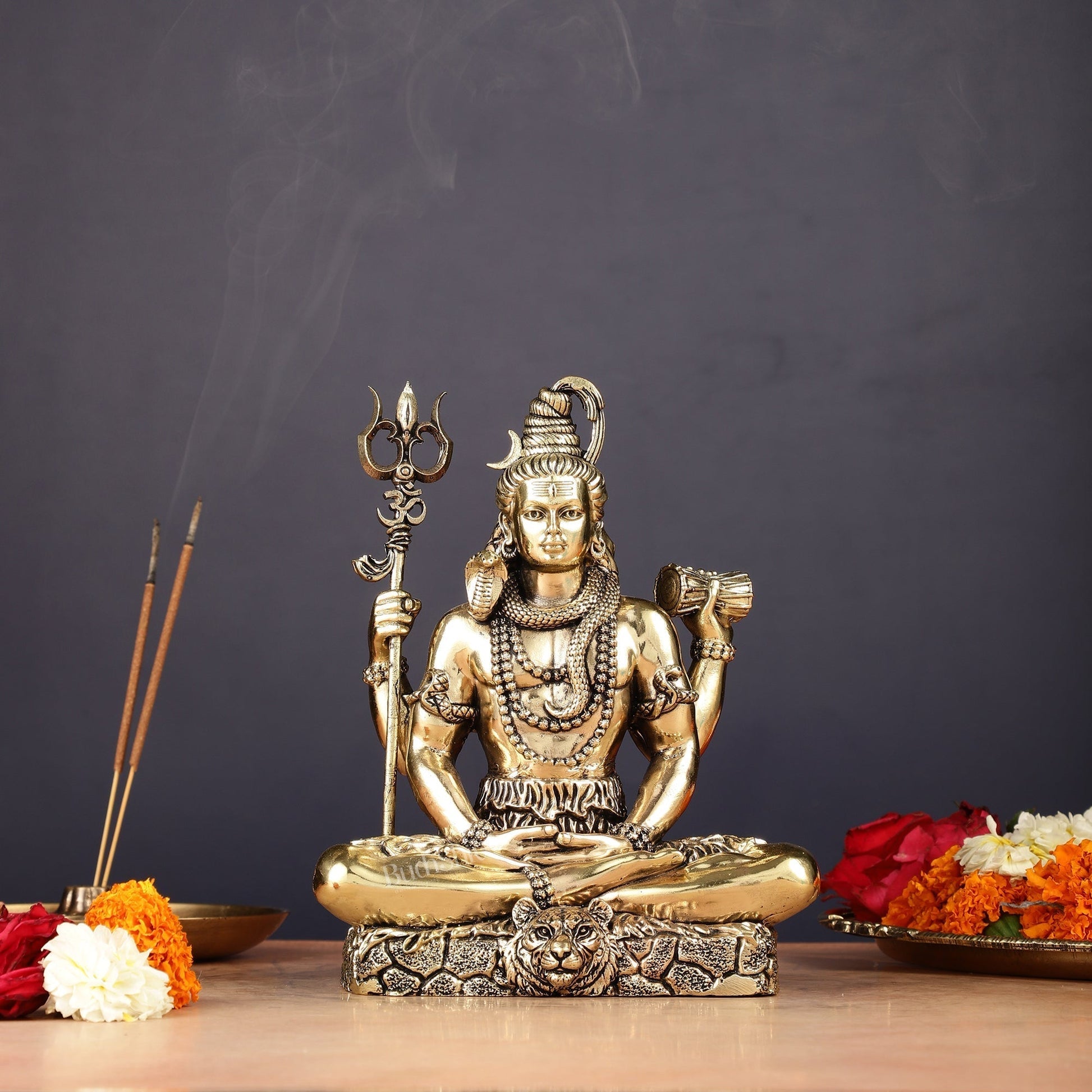 Brass Superfine Intricate Lord Shiva Statue – 6 inch - Sama Homes Idol - Brass Sculpture - Eco-friendly - Sama Homes