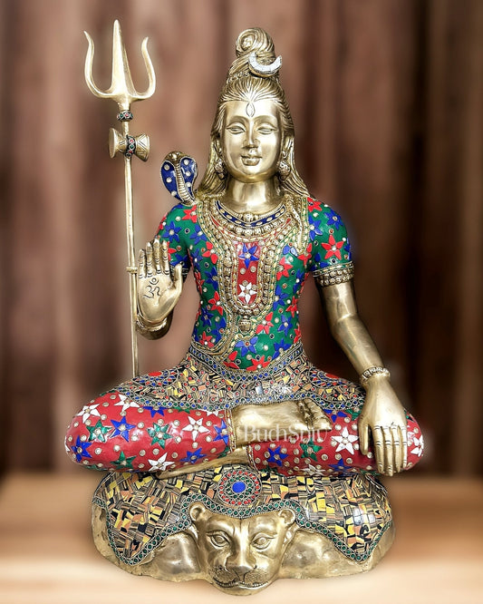 Pure Brass Lord Shiva Statue 23" Height - Sama Homes Idol - Brass Sculpture