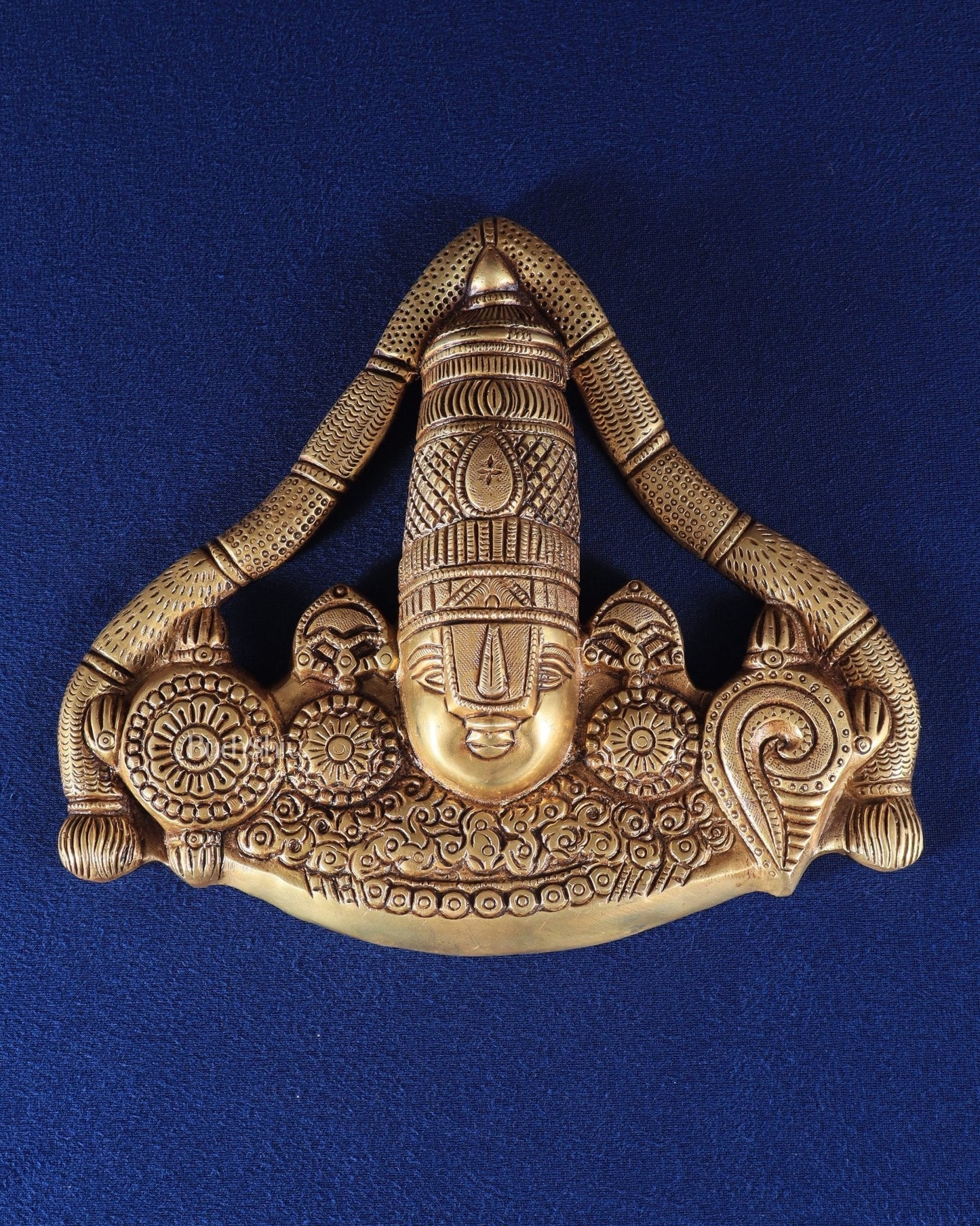 Pure Brass Lord Venkateshwara Tirupati Balaji face Wall Hanging 10 inch - Sama Homes Idol - Brass Sculpture