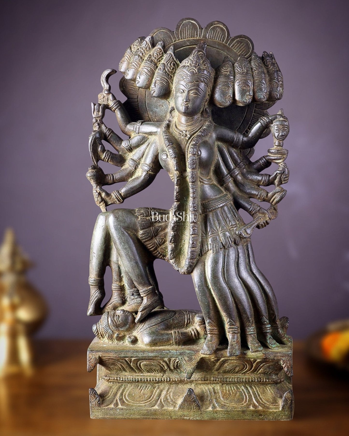 Pure Brass mahavidya Mahakali Statue Idol 15" - Sama Homes Idol - Brass Sculpture