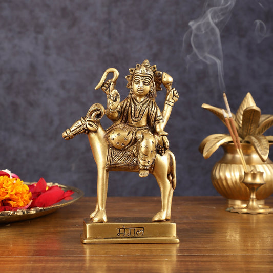 Pure Brass Mangal Grah (Mars Angaraka) Idol for Pooja & Vastu - 6 Inch Height - Sama Homes Idol - Brass Sculpture