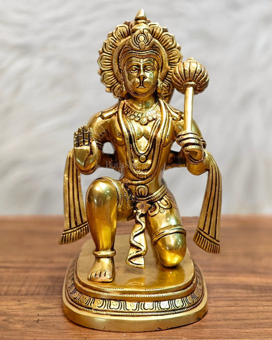 Pure Brass Powerful Lord Hanuman Statue 12 inch - Sama Homes Idol - Brass Sculpture