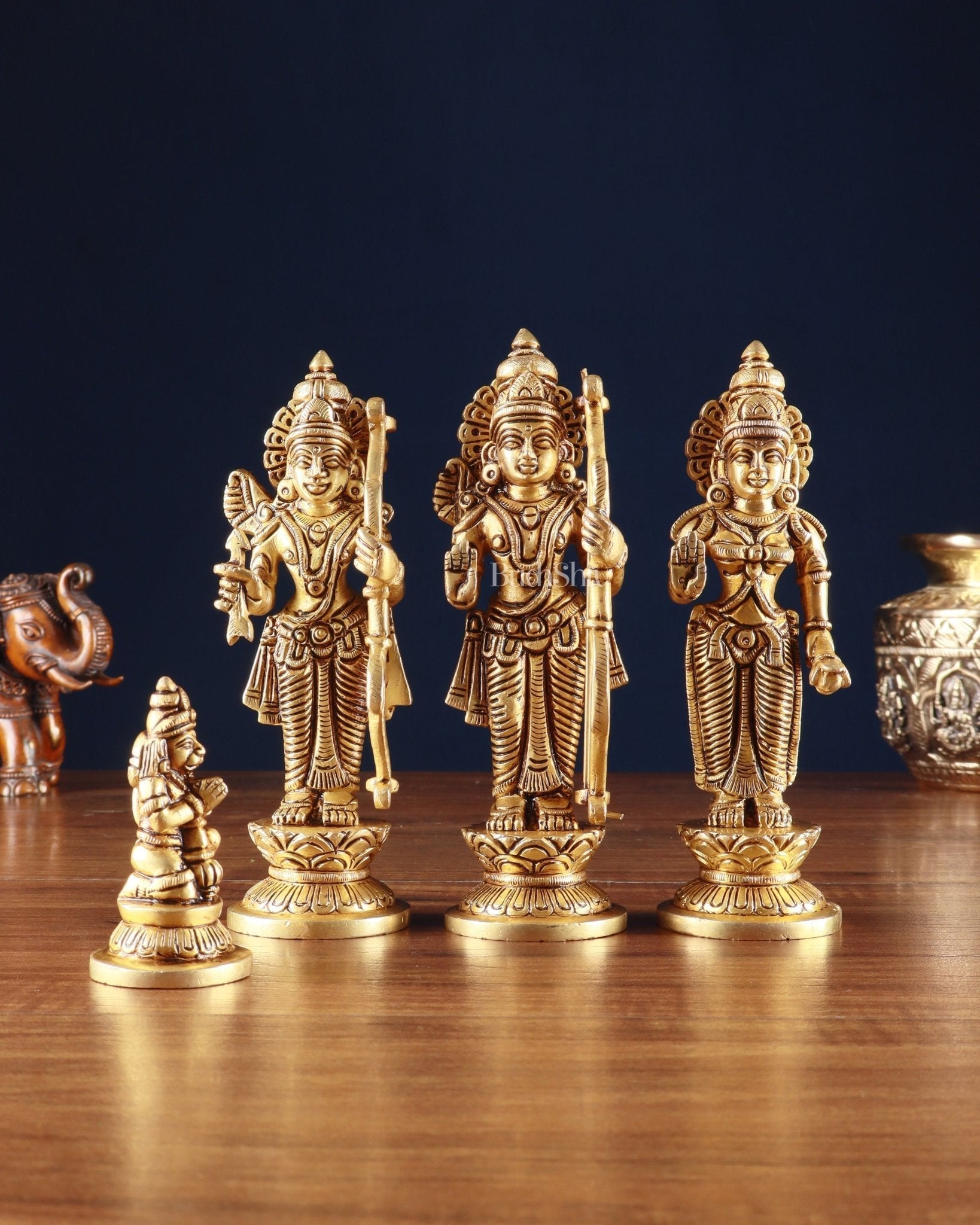 Pure Brass Ram Darbar Idols with Carvings – 7" - Sama Homes Idol - Brass Sculpture - Eco-friendly - Sama Homes