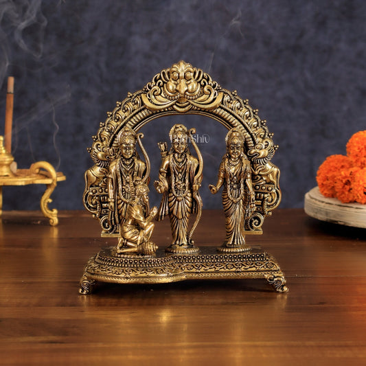 Pure Brass Ram Darbar Intricate Lightweight Idol - 6" - Sama Homes Idol - Brass Sculpture