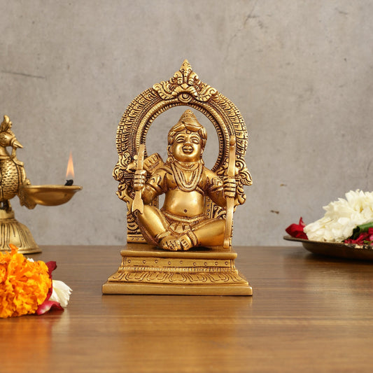 Pure Brass Ram Lalla Idol - 6.5 Inch | Exquisite Hindu God Statue - Sama Homes Idol - Brass Sculpture