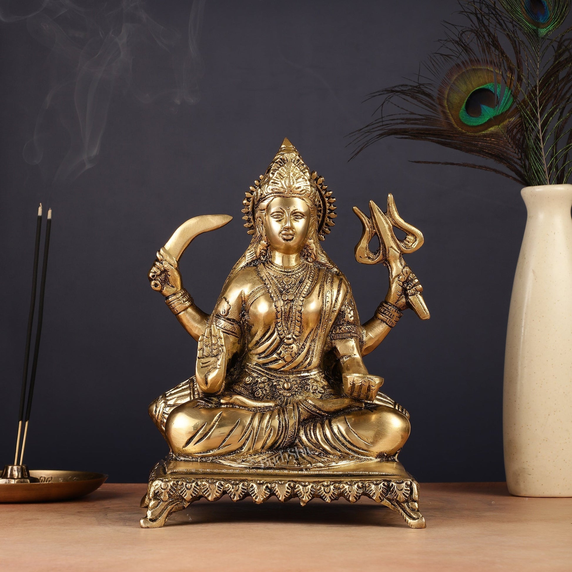 Pure Brass Santoshi Mata Idol 9" - Sama Homes Idol - Brass Sculpture - Eco-friendly - Sama Homes