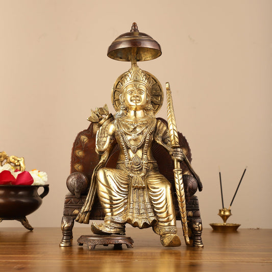 Sama Homes-pure brass seated lord ram idol 15 5 dual tone