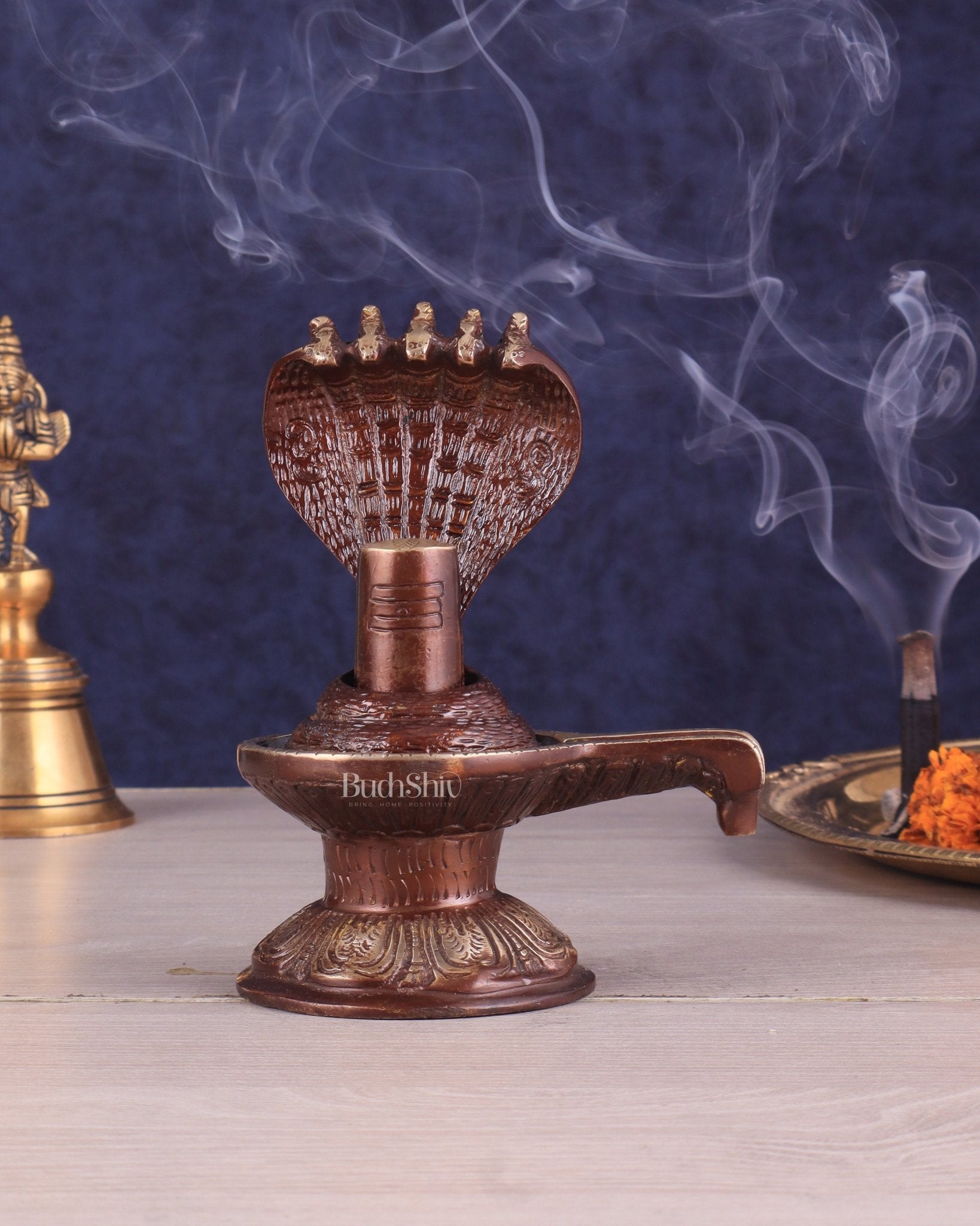 Pure Brass Shivling with Copper Tone | Compact and Auspicious - Sama Homes Idol - Brass Sculpture - Eco-friendly - Sama Homes