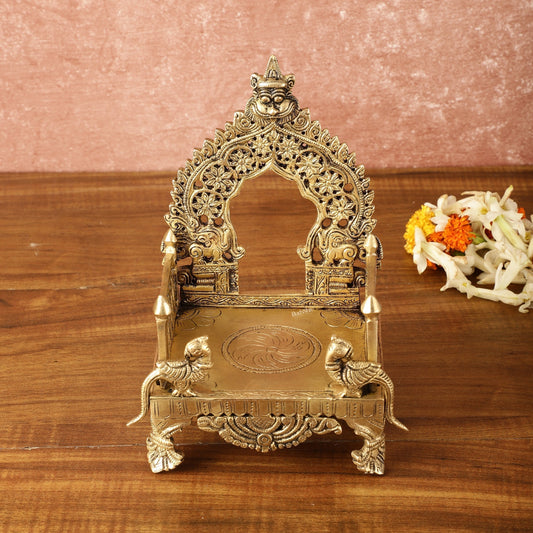 Pure Brass Singhasan Peeta for God Idols | 8 Inch Height - Sama Homes Idol - Brass Sculpture