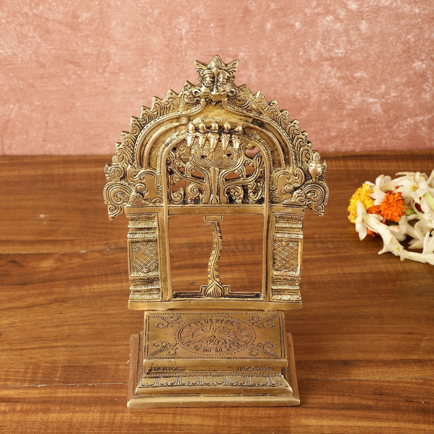 Pure Brass Singhasan Peeta for God Idols | 9 Inch Height - Sama Homes Idol - Brass Sculpture
