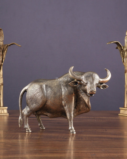 Pure Brass Standing Bull Statue – Vastu & Feng Shui Recommended - Sama Homes Idol - Brass Sculpture