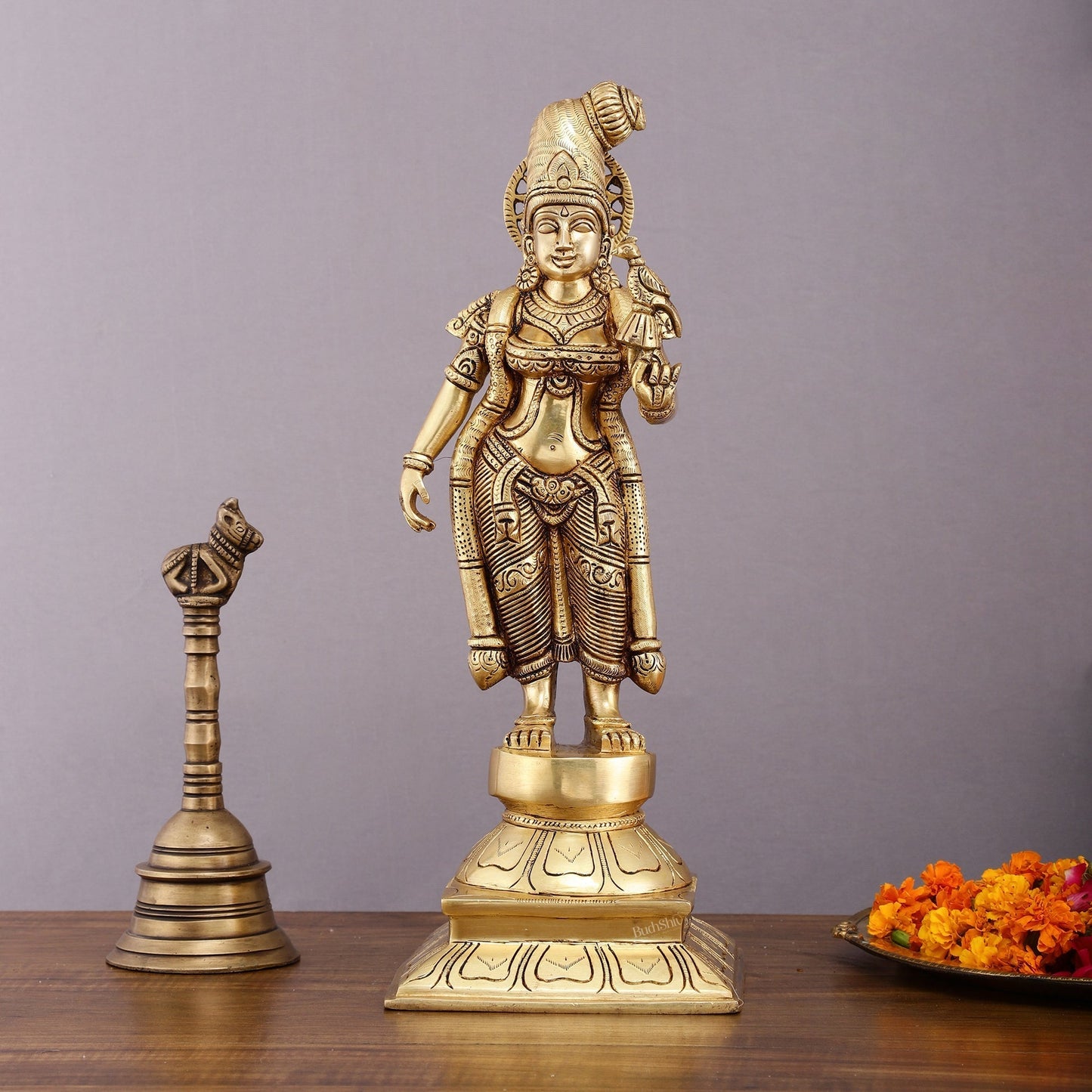 Pure Brass Superfine Devi Andal Idol - 16 Inch - Sama Homes Idol - Brass Sculpture
