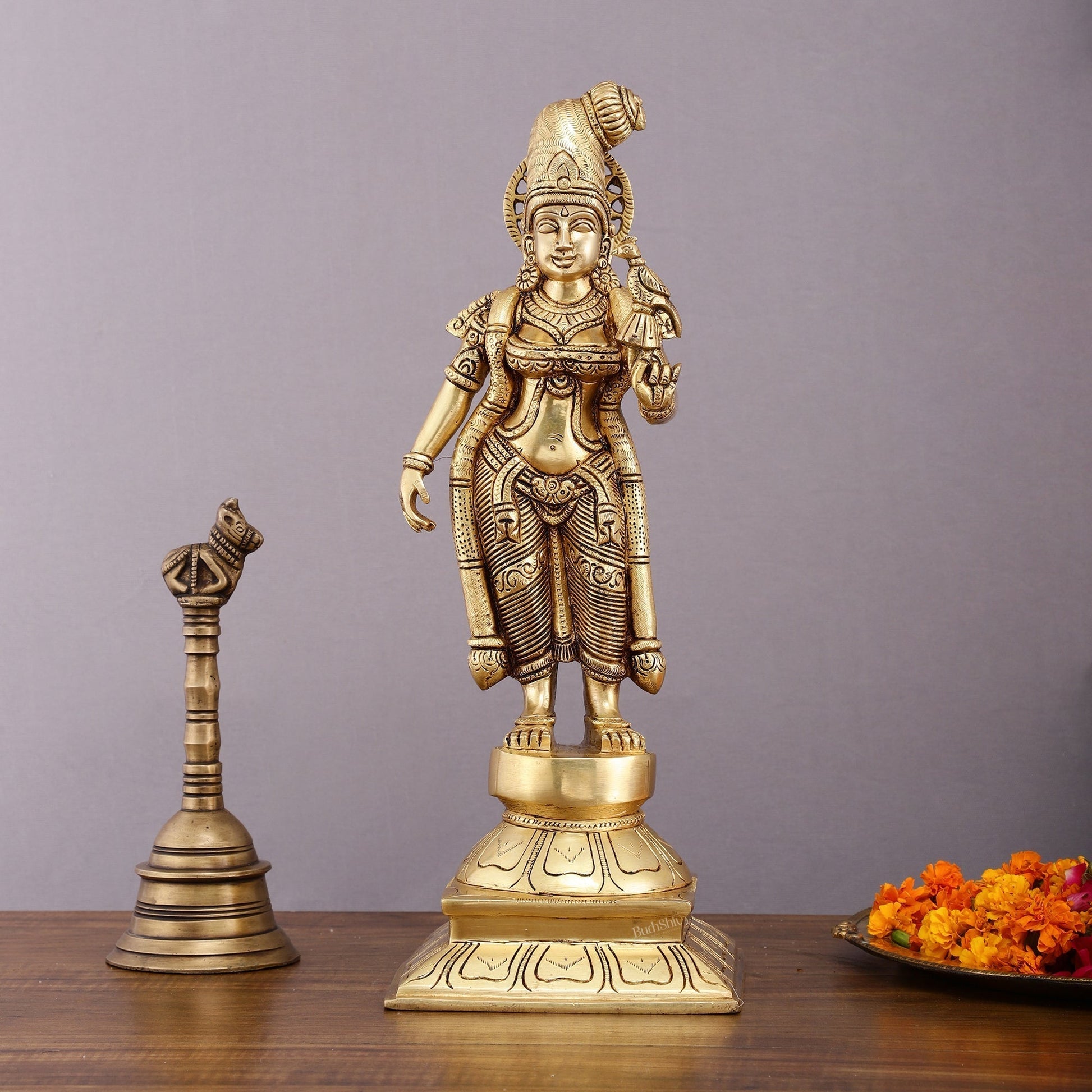 Pure Brass Superfine Devi Andal Idol - 16 Inch - Sama Homes Idol - Brass Sculpture - Eco-friendly - Sama Homes