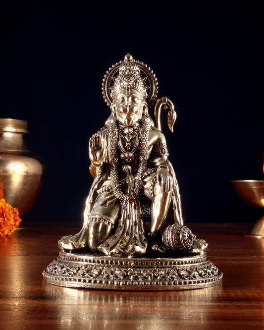 Pure Brass Superfine Lord Hanuman Idol – Intricate Carvings 5.5 inch - Sama Homes Idol - Brass Sculpture