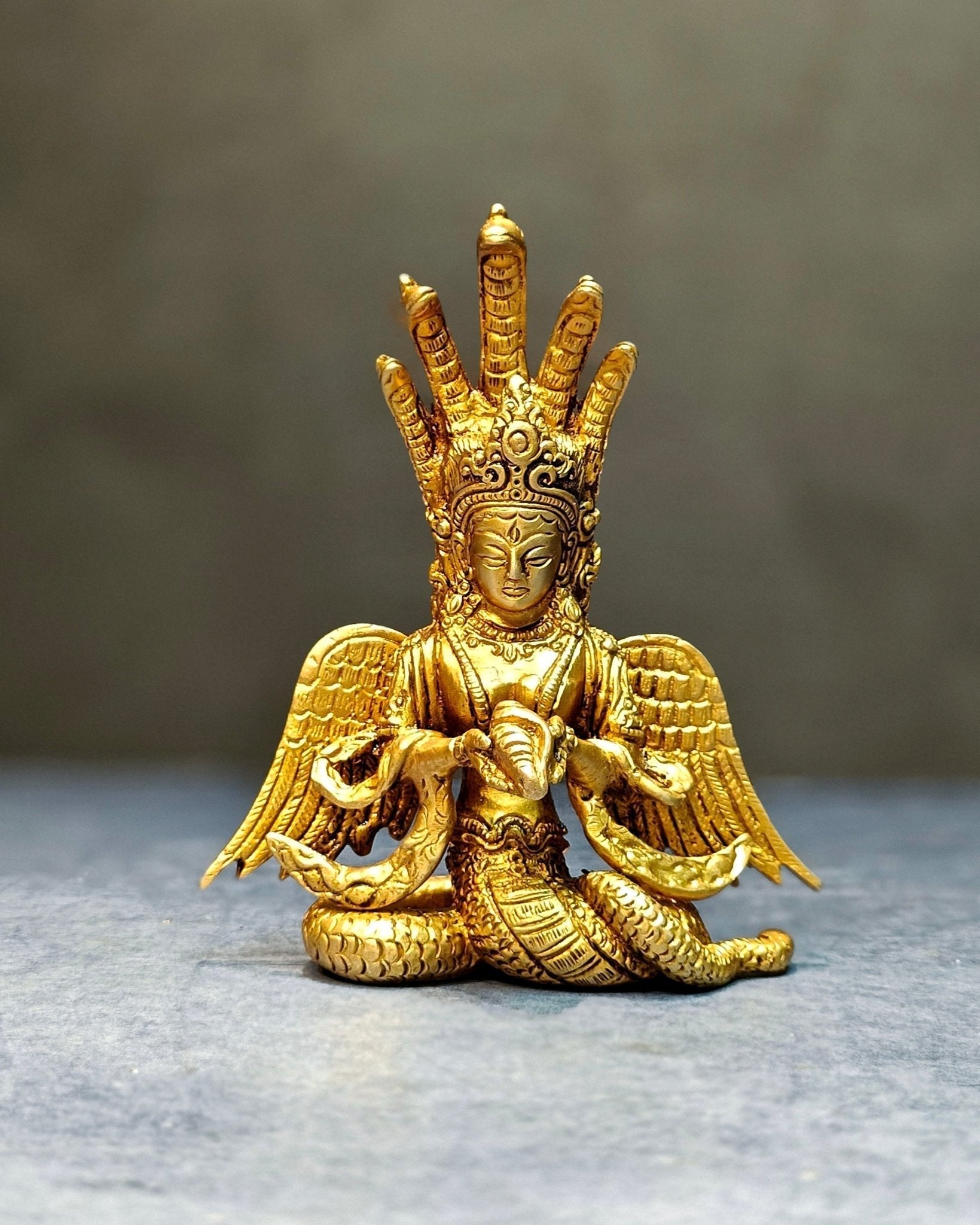 Pure Brass Superfine Naaga Kanya Idol | 5.5" - Sama Homes Idol - Brass Sculpture - Eco-friendly - Sama Homes