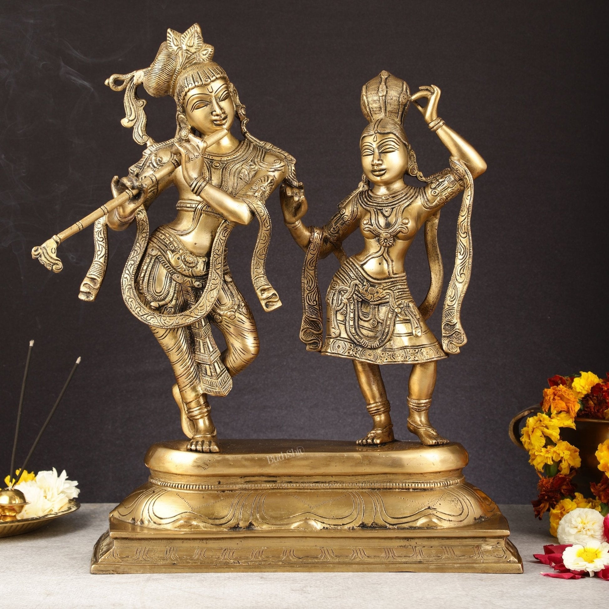 Pure Brass Superfine Radha Krishna Idols - 18 inch - Sama Homes Idol - Brass Sculpture - Eco-friendly - Sama Homes