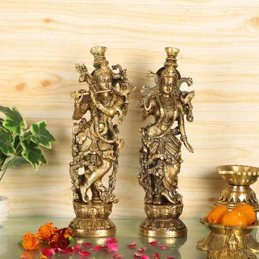 Sama Homes-radha krishna brass idols 14 inches antique