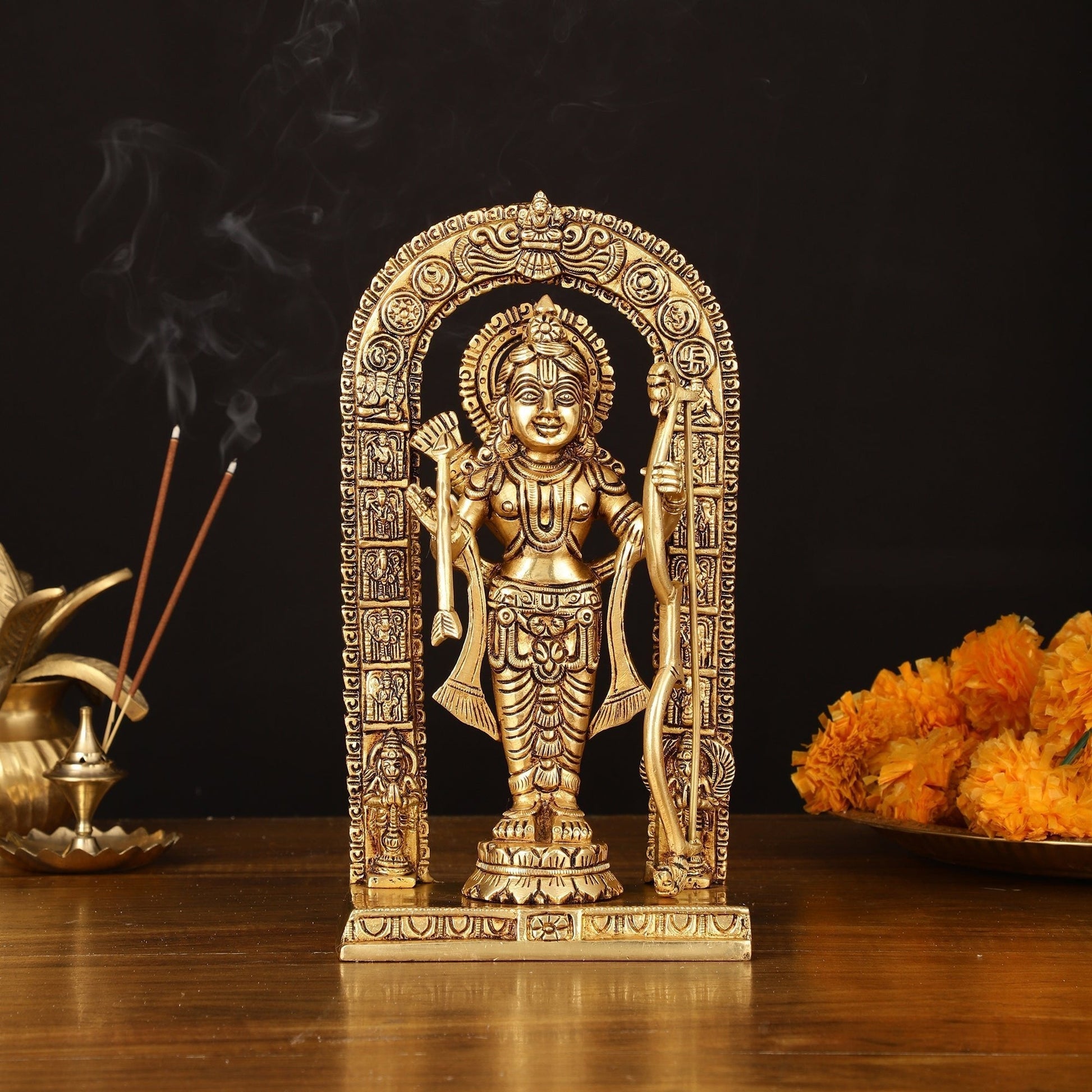Pure Brass Superfine Ram Lalla Statue - 10" Divine Sculpture - Sama Homes Idol - Brass Sculpture - Eco-friendly - Sama Homes