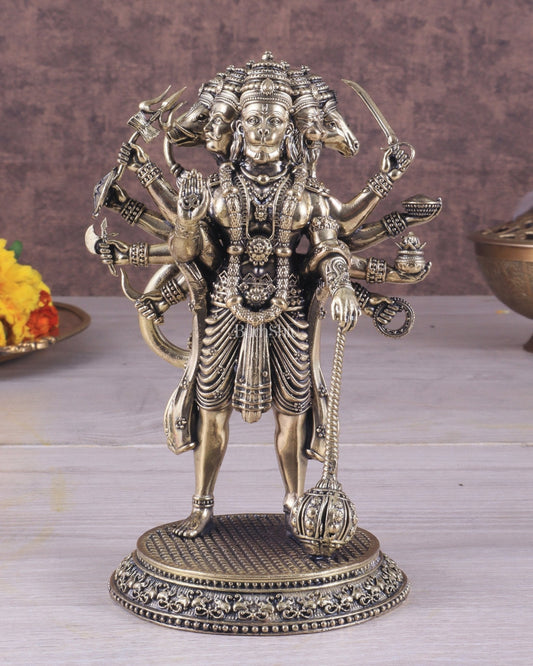 Pure Brass Superfine Standing Panchmukhi Hanuman Idol 6.5" - Sama Homes Idol - Brass Sculpture