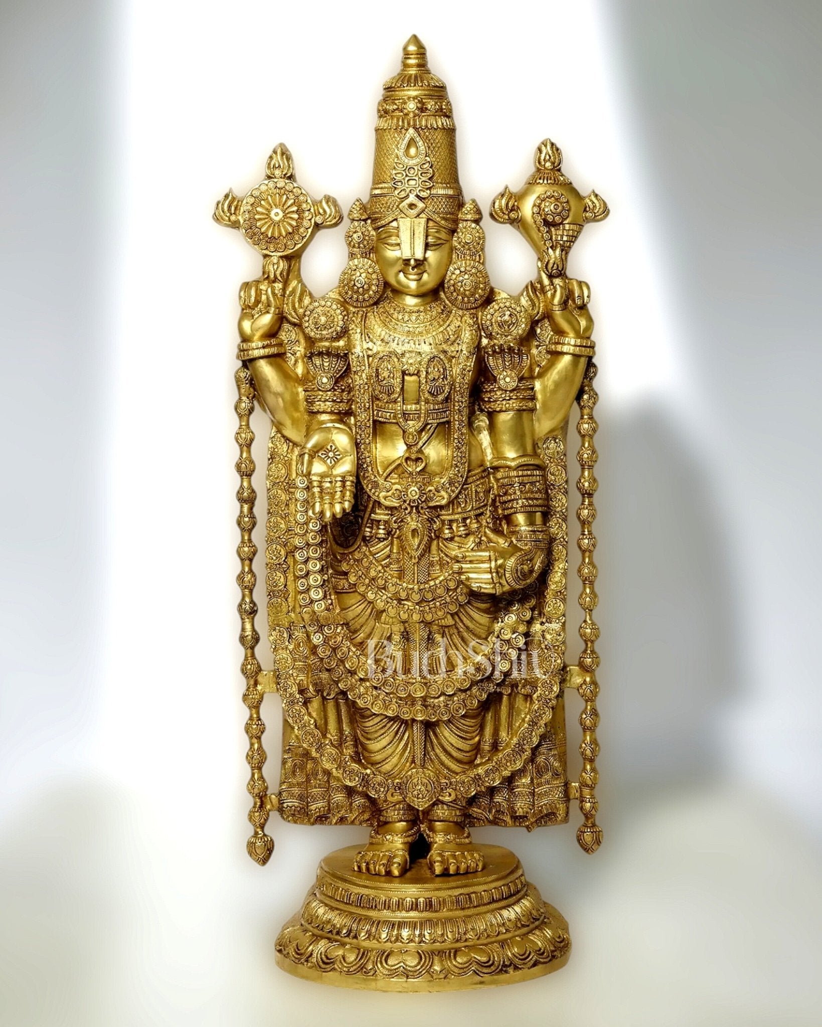 Pure Brass Tirupati Balaji Idol - 48" full body - Sama Homes Idol - Brass Sculpture - Eco-friendly - Sama Homes