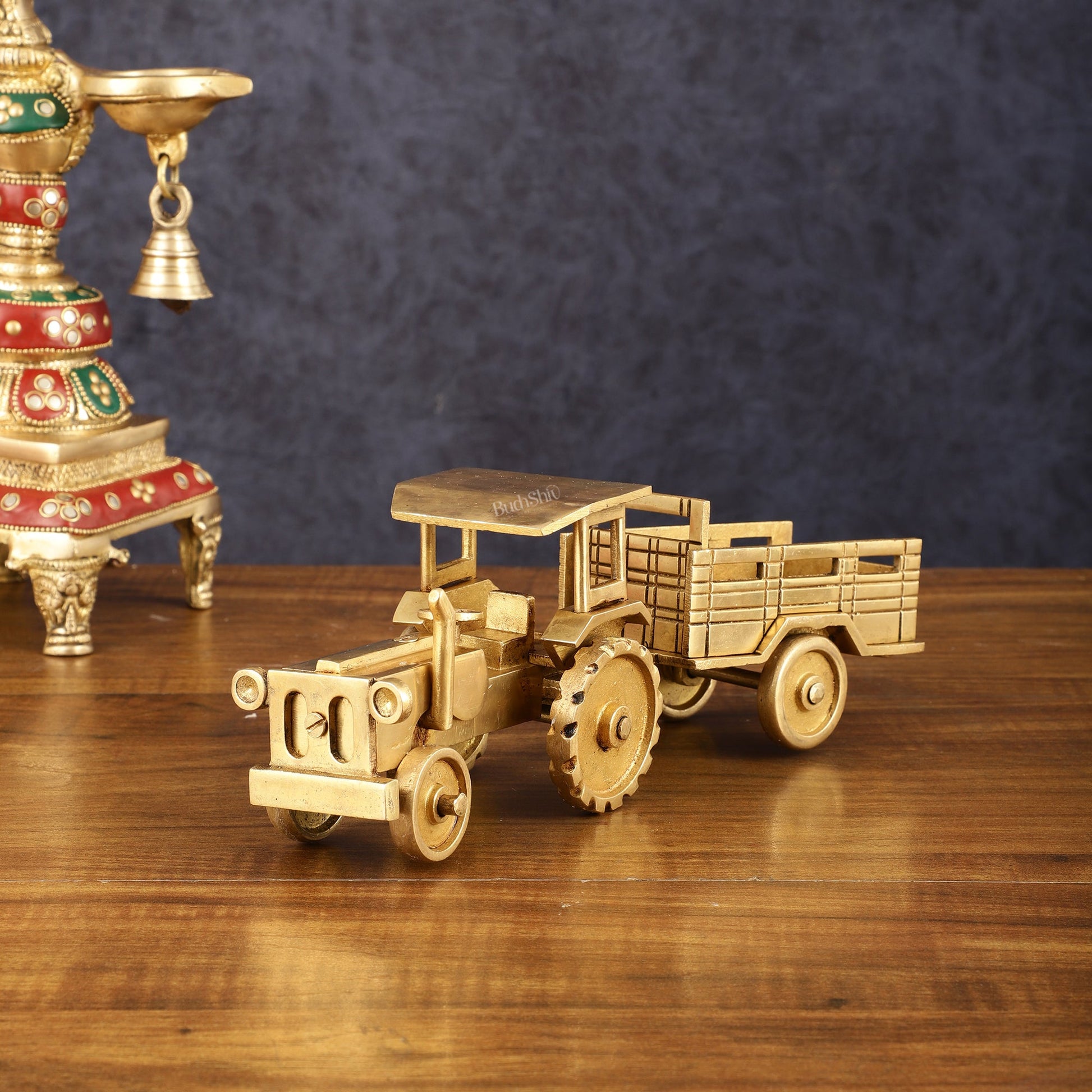 Pure Brass Tractor Showpiece - 4" Height - Sama Homes Idol - Brass Sculpture - Eco-friendly - Sama Homes