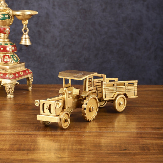 Pure Brass Tractor Showpiece - 4" Height - Sama Homes Idol - Brass Sculpture