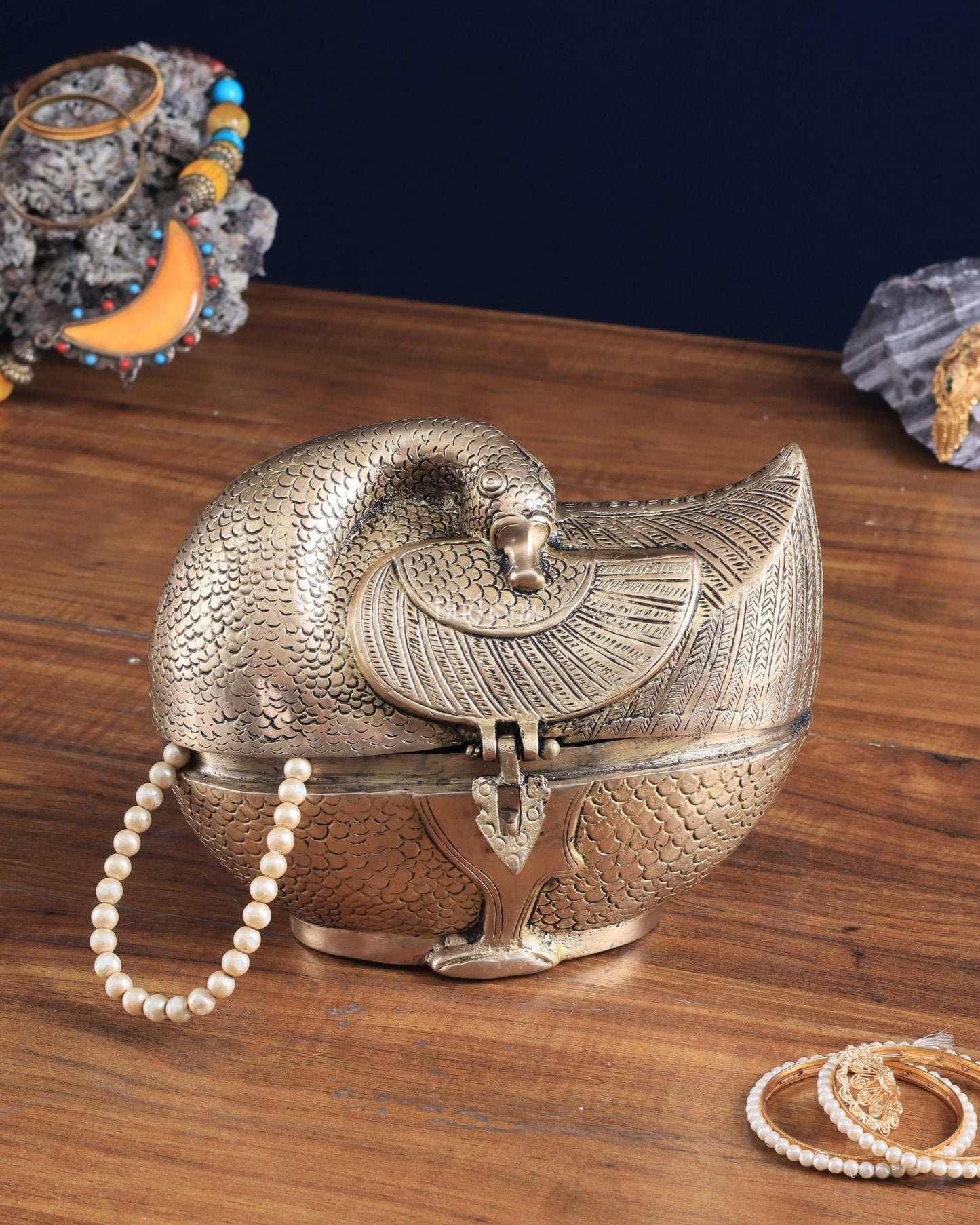 Pure Brass Unique Duck-Shaped Multipurpose Storage Box – Elegant Home Décor - Sama Homes Idol - Brass Sculpture