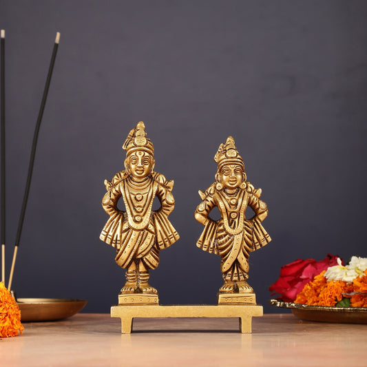 Pure Brass Vitthal Rukmani Idol 5" - Sama Homes Idol - Brass Sculpture