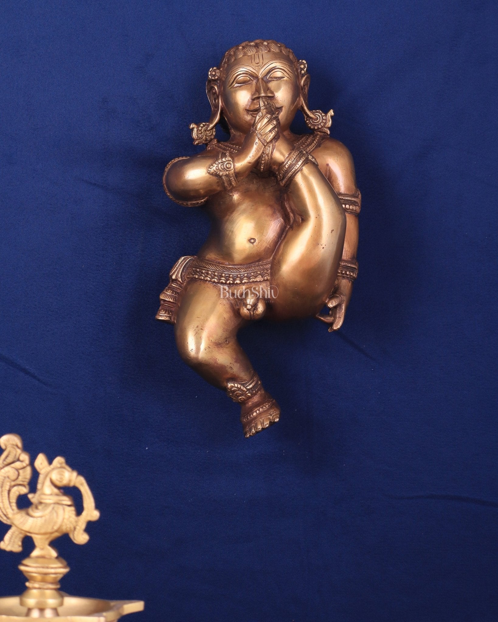 Pure Brass Wall Hanging Baby Krishna Statue - Sama Homes Idol - Brass Sculpture - Eco-friendly - Sama Homes