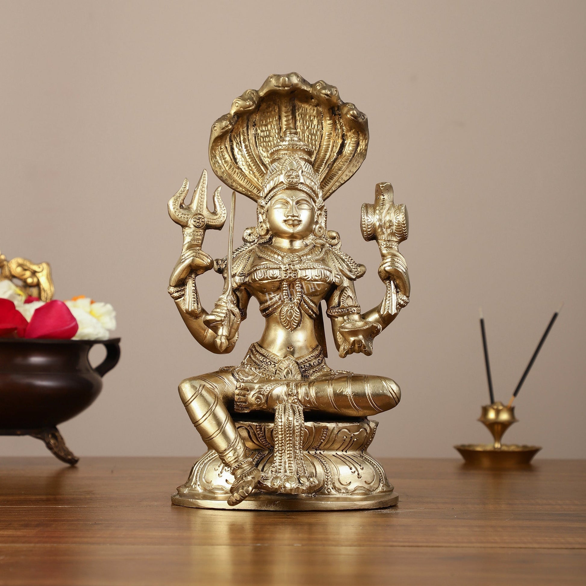 Pure Bronze Karmari Mariamman Statue - 10.5" - Sama Homes Idol - Brass Sculpture - Eco-friendly - Sama Homes
