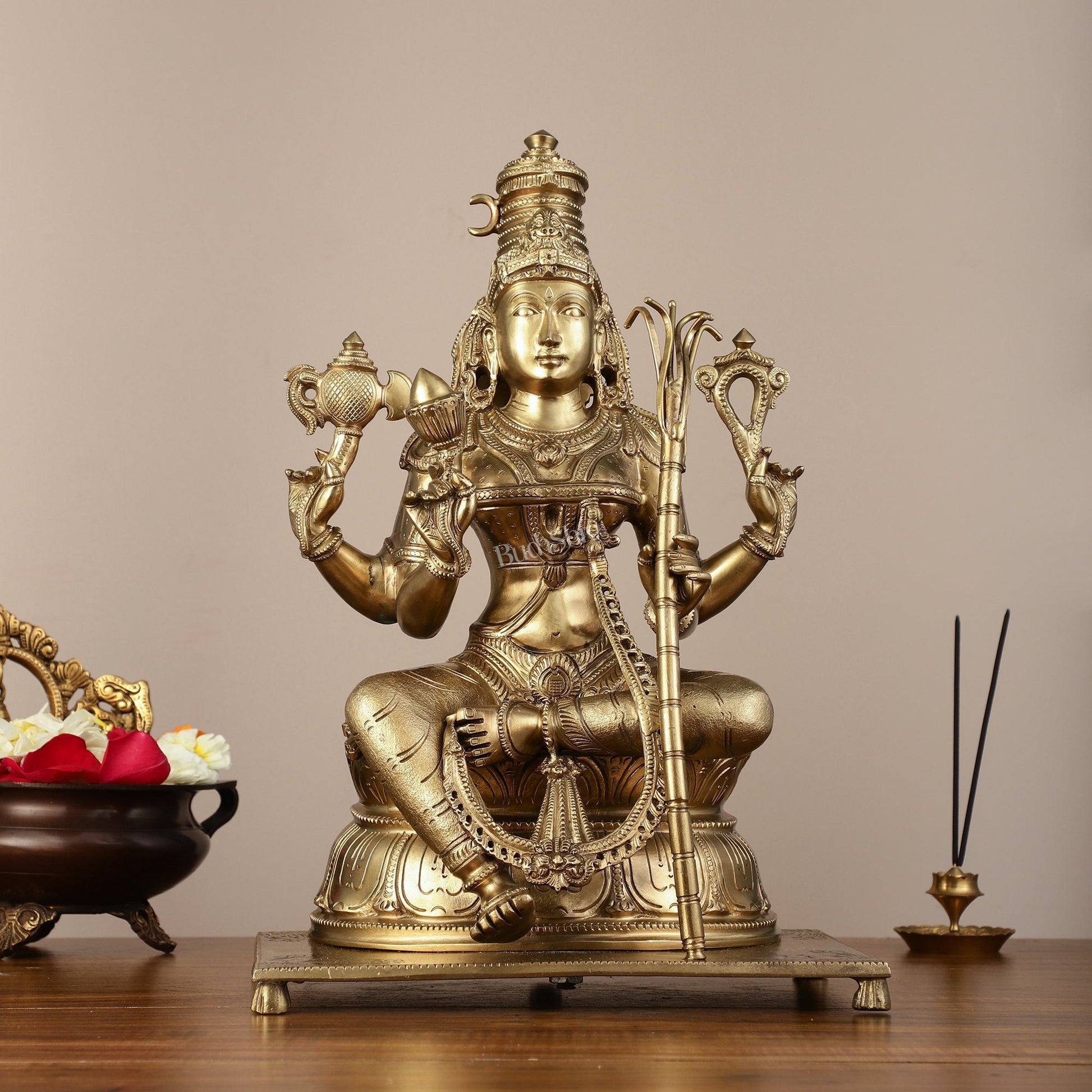 Pure Bronze Panchaloha Rajrajeshwari Lalitha Devi Statue - 16.5" - Sama Homes Idol - Brass Sculpture - Eco-friendly - Sama Homes