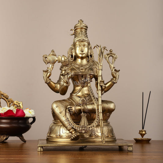 Pure Bronze Panchaloha Rajrajeshwari Lalitha Devi Statue - 16.5" - Sama Homes Idol - Brass Sculpture