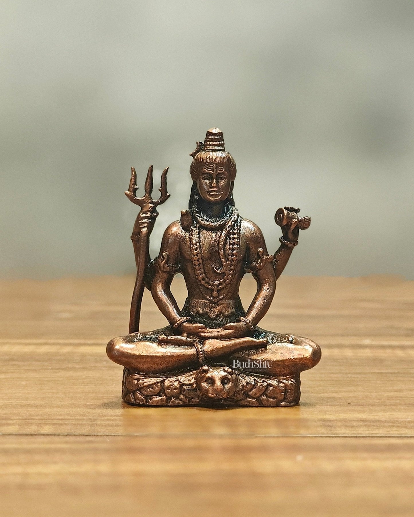 Pure Copper Lord Shiva in Meditation Idol 3 inch - Sama Homes Idol - Brass Sculpture