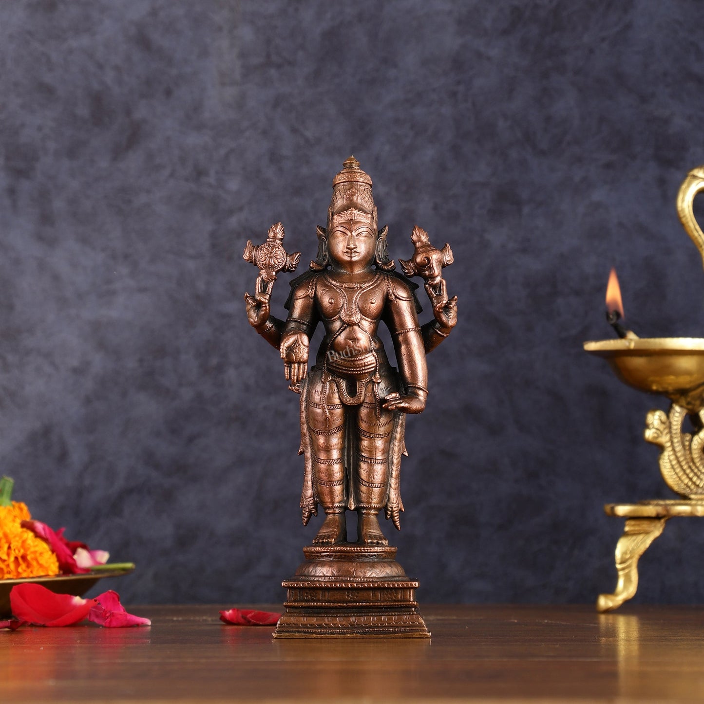 Pure Copper Lord Tirupati Balaji Idol | 6.5" - Sama Homes Idol - Brass Sculpture