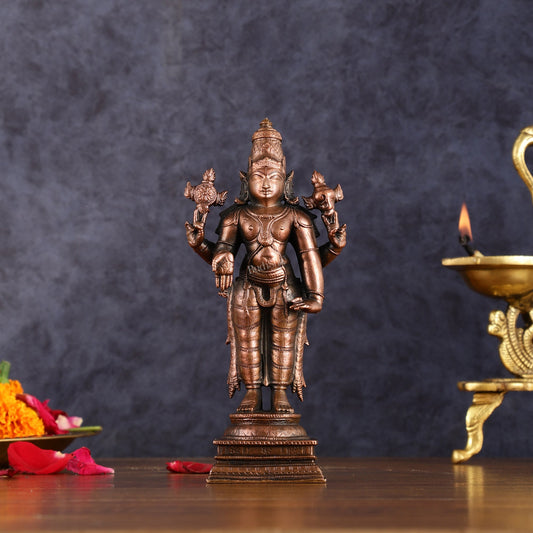 Pure Copper Lord Tirupati Balaji Idol | 6.5" - Sama Homes Idol - Brass Sculpture
