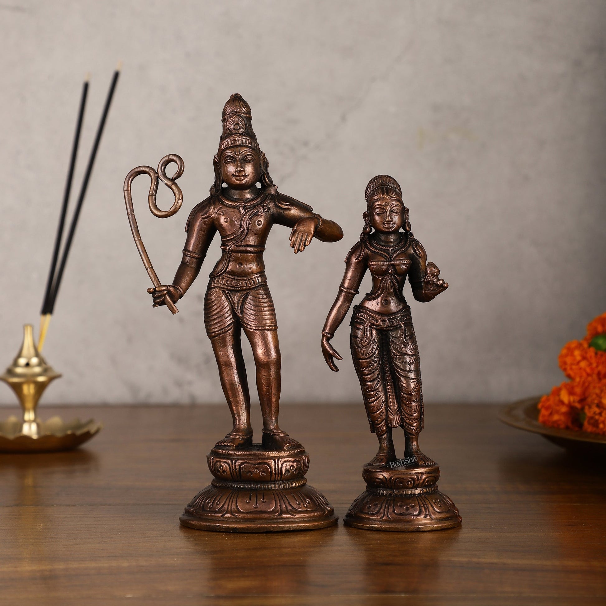 Pure Copper Mannargudi Rajagopala and Andal Idols - Exquisite Detailing - Sama Homes Idol - Brass Sculpture - Eco-friendly - Sama Homes