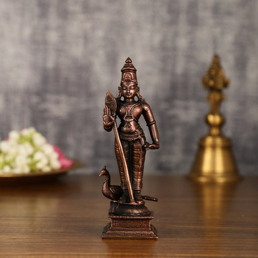 Pure Copper Murugan Idol | 6 Inch Height - Sama Homes Idol - Brass Sculpture