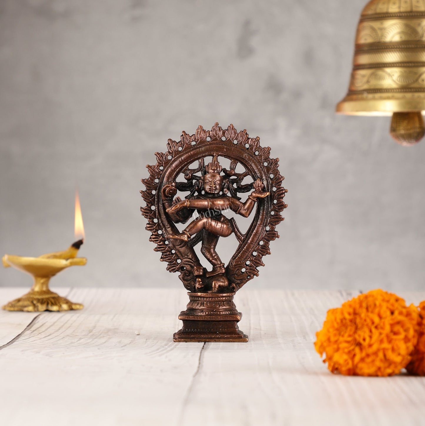 Pure Copper Nataraja idol Vigaraha - 4.5" - Sama Homes Idol - Brass Sculpture